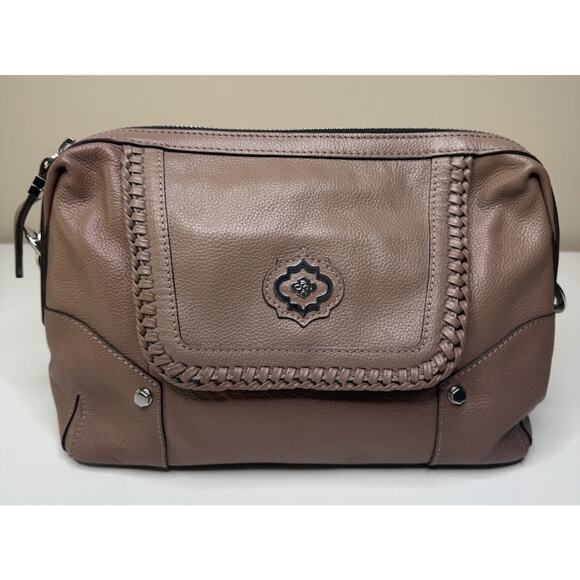 orYany Crossbody Large Beige Pebbled Leather Zip Top Bottom Stud Adjustable Bag - Picture 1 of 9